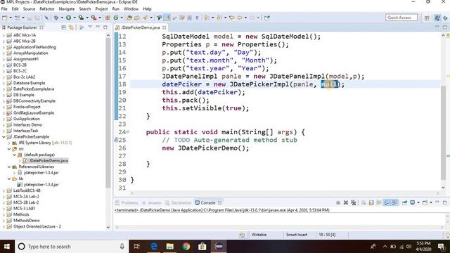 JDatePicker Java смотреть онлайн