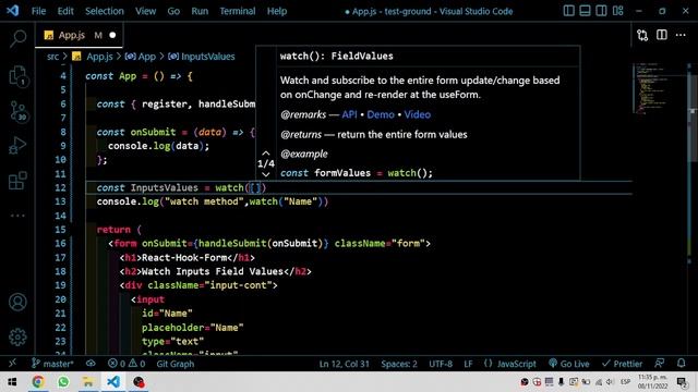 React-Hook-Form watch Method to Access Input Value + defaultValues Mehtod смотреть онлайн