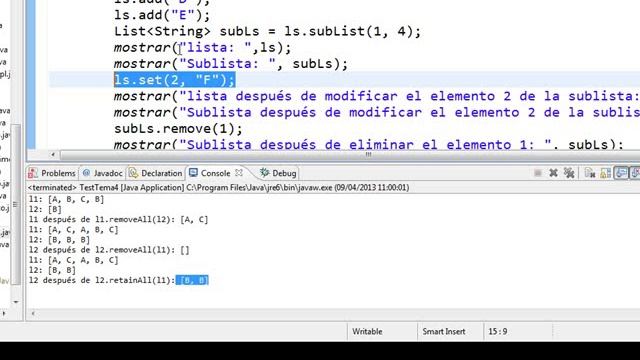 Ejemplos de uso de la interfaz List en Java смотреть онлайн