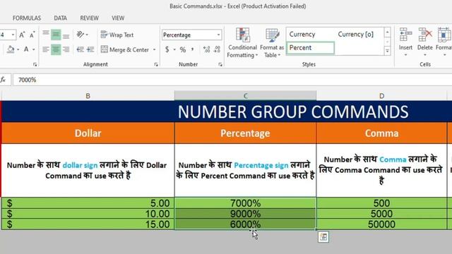 How to use number group commands in Excel | Percetage,Dollar,Comma-Commands Learn Excel with Exampl смотреть онлайн