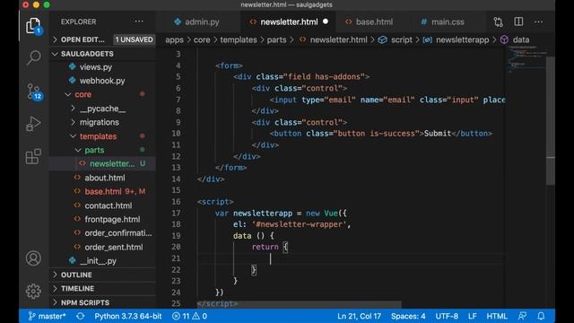 Newsletter - How to build an E-commerce website using Django 3 and Vue.js - Part 18 смотреть онлайн