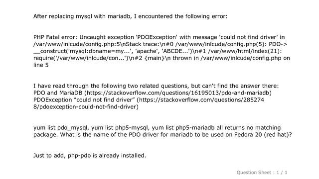 MySQL : What PDO driver to use with mariadb? смотреть онлайн