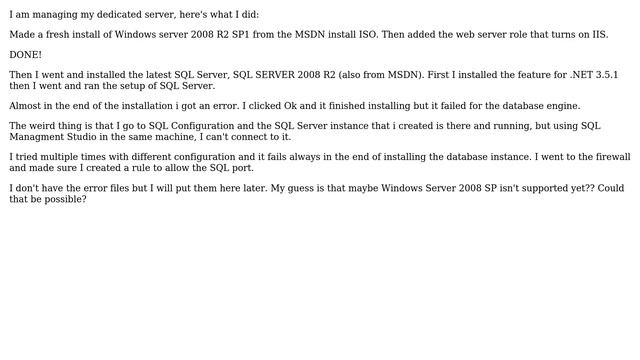 DevOps & SysAdmins: Error installing SQL Server 2008 r2 on Windows Server 2008 R2 Sp1 смотреть онлайн