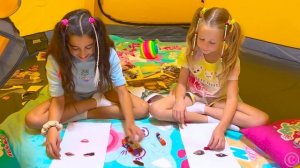 24 часа челлендж! Настя и Эвелин провели 24 часа в палатке.