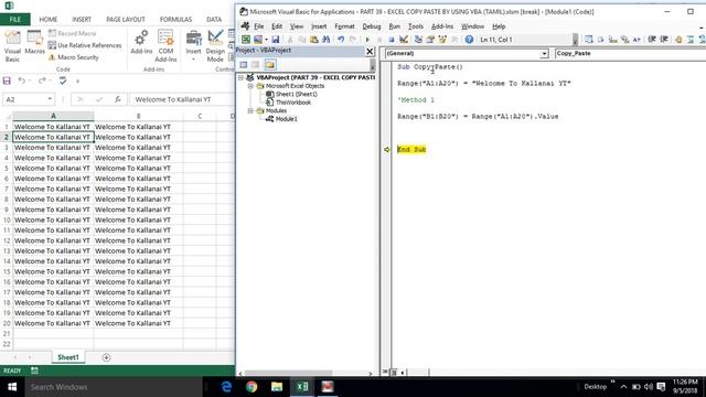 PART 39 - EXCEL COPY PASTE BY USING VBA (TAMIL) | Kallanai YT смотреть онлайн