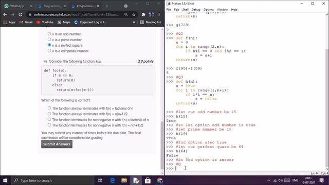 NPTEL: Programming , Data Structures and Algorithms Using Python Week 1 Quiz answer with proof(100% смотреть онлайн