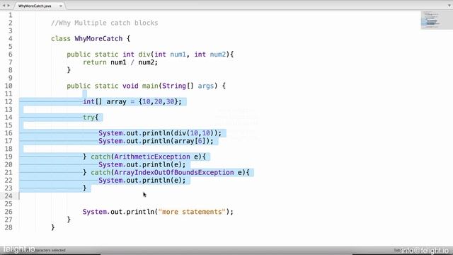 Exception Handling Part 5 - purpose of try with multiple catch blocks смотреть онлайн