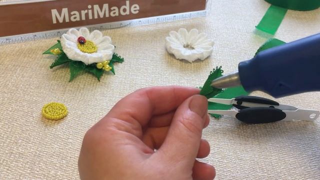 Kanzashi Daisy Clips Fabric Flower Канзаши МК Ромашки Заколки