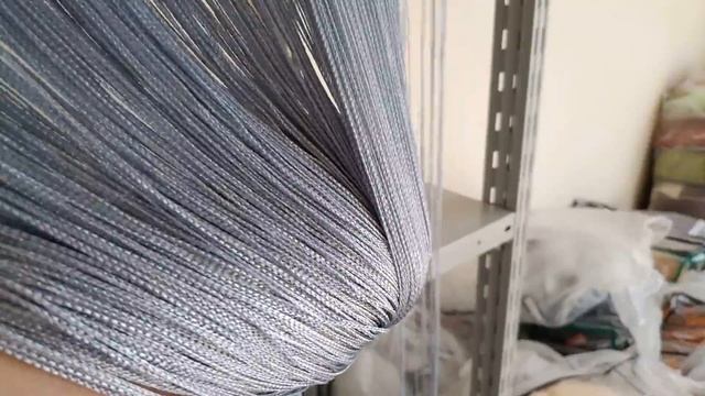 Нитяные шторы однотонные серые арт.07