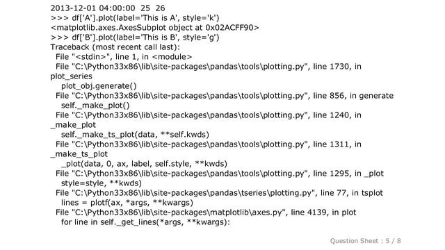 Pandas : Error when plotting DataFrame containing NaN with Pandas 0.12.0 and Matplotlib 1.3.1 on Py смотреть онлайн