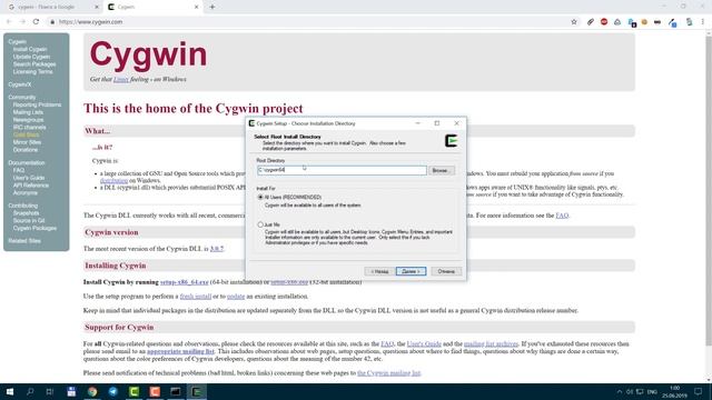 Установка командной оболочки Bash в Windows с Cygwin смотреть онлайн