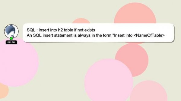 SQL : Insert into h2 table if not exists