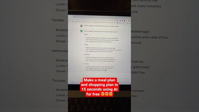 Chat GPT Made Me A Free Meal Plan And Shopping List To Go With It!