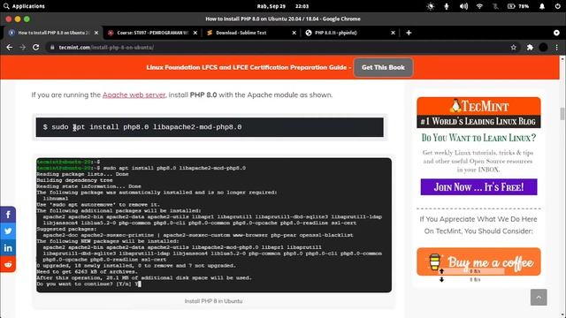 Install LAMP (Linux, Apache, MySQL, PHP 8) dan Sublime Text di Linux смотреть онлайн
