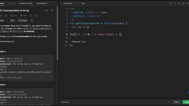 Leetcode | Easy | 1929. Concatenation of Array | Iteration | Time: O(N) | Javascript смотреть онлайн
