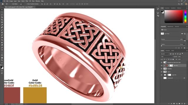 Change Silver Color Jewelry to Rose Gold and Golden in Photoshop смотреть онлайн