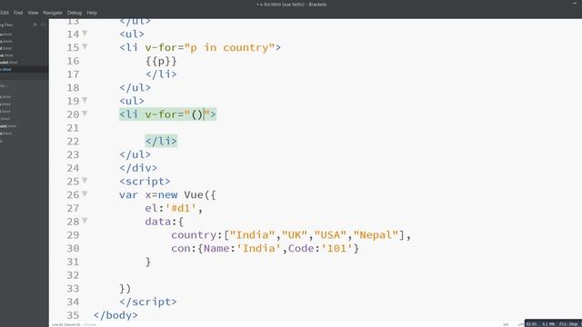 v-for directive to traverse object | VueJS Tutorial in Hindi | Lesson - 7 смотреть онлайн