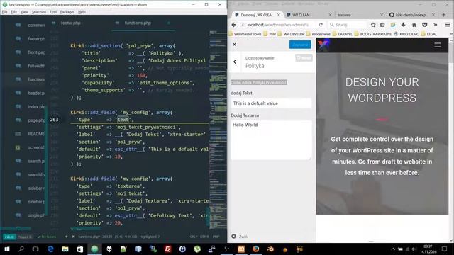 Wordpress - Kirki Customizer