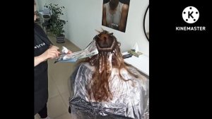 Мелирование длинных волос на расческу