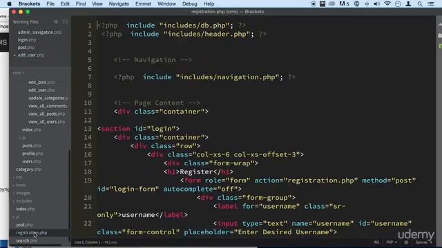 1 Downloading & Placing Form Markup - CMS EXTRA FEATURES USER REGISTRATION - PHP COURSE CMS PROJEC смотреть онлайн