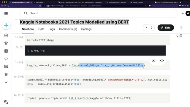 Kaggle Notebooks 2021 Topic Modelling with BERTopic | Applied NLP Tutorial смотреть онлайн
