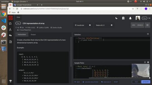 Belajar Javascript dengan codewars #4 -CSV representation of array