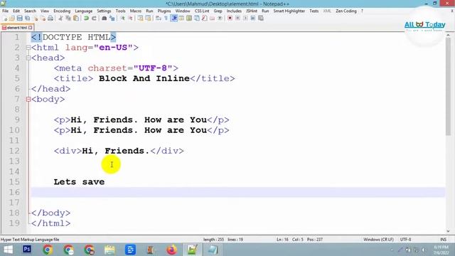 How to set inline and block elements in html || New HTML 5 || All BD TODAY смотреть онлайн