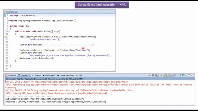 Spring expression language method invocation (XML) | Spring Tutorial | Spring Framework смотреть онлайн
