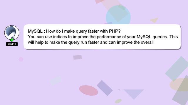MySQL : How do I make query faster with PHP? смотреть онлайн