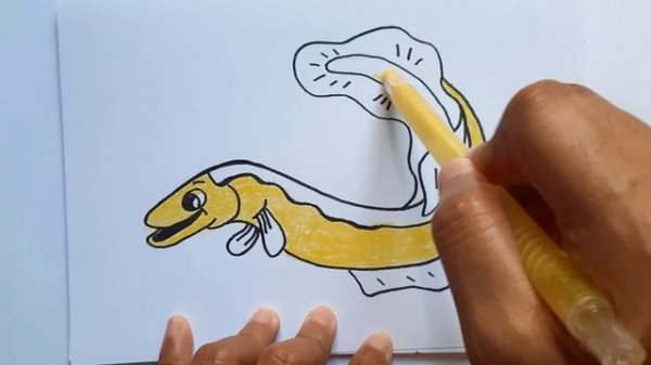 drawing, painting, and coloring for kids & toddlers_draw eel #kid#kidsart #drawforkid  #drawanimal