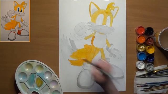 Как нарисовать Тейлз. Майлз Тейлз Прауэр. Герой из Соника. Двухвостый лис- Тейлз. Гуашь