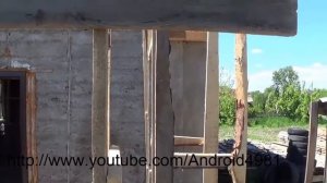 Как своими руками  построить дом из арболита опилкобетона МОНТАЖ ОПОРНЫХ ЛЕСЕНОК СВЕРХУ день 2