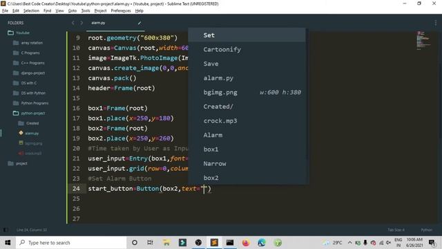 How to Make ALARM Clock in Python with GUI | ALARM Clock Project in Python | Best Code Creator смотреть онлайн