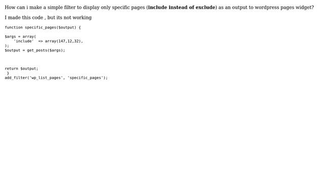 Wordpress: include specific Pages to wp_list_pages with filter смотреть онлайн