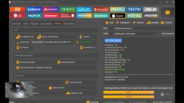 iphone X разблокировка пароля  ios16.2 unlocktool