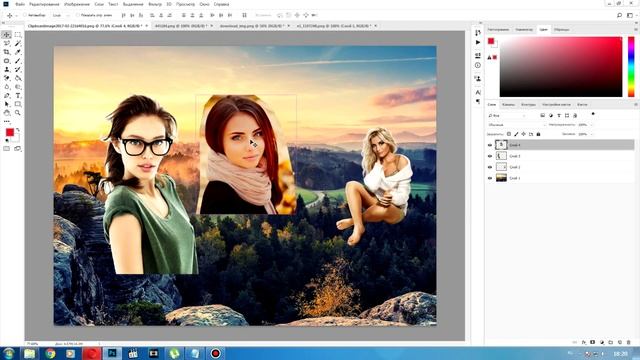 Как наложить одну картинку на другую в Фотошопе? смотреть онлайн