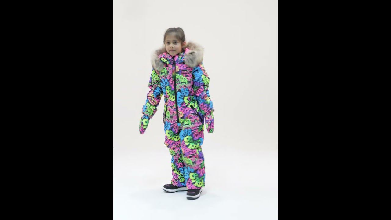 Комбинезон зимний IceTomas W2023-08 (Граффити PINK) смотреть онлайн
