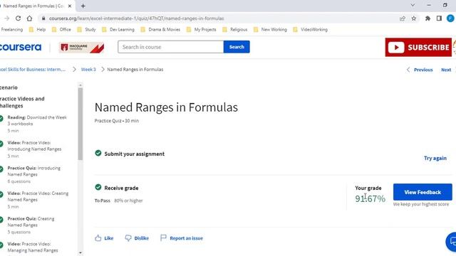 Excel Skills for Business Intermediate 1 | Week 3 | All Solutions | All Quiz Answer || Coursera смотреть онлайн