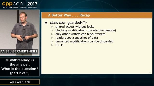 CppCon 2017: Ansel Sermersheim “Multithreading is the answer. What is the question? (part 2 of 2)” смотреть онлайн