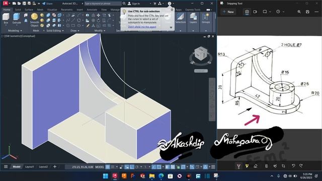 Ex 15 || autocad 3D || chapter 4 смотреть онлайн