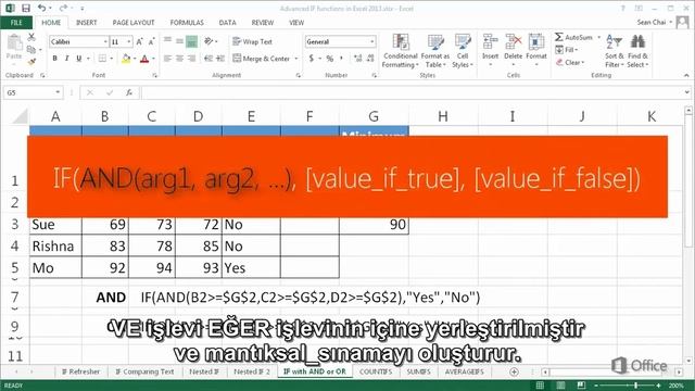 MS Office Excel 2013 - Beginner: Başlangıç Seviyesi- Part 15 “EĞER, VE, VEYA” смотреть онлайн