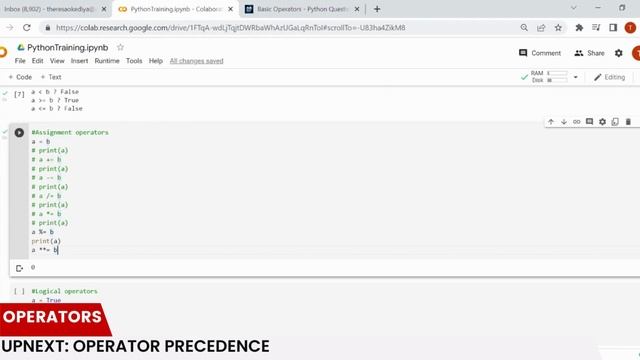 Python operators - Part 1 Arithmetic|Logical|Comparison|Assignment|Identity|Membership смотреть онлайн