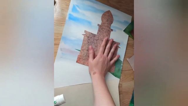 Сказочный город - архитектурный пейзаж, аппликация. Школа рисования для детей. смотреть онлайн