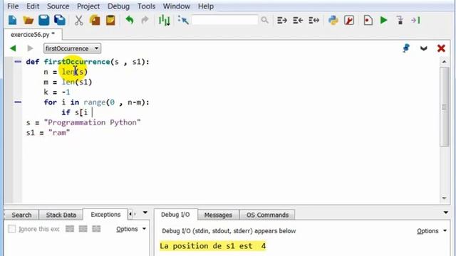 Exercice Python qui détermine l'index de la première occurrence dans une chaine смотреть онлайн