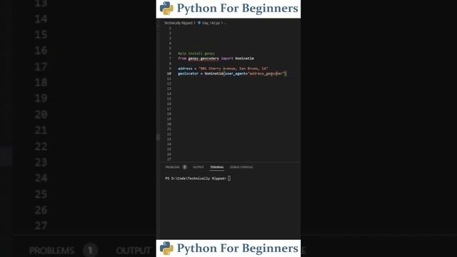Get Latitude/Longitude For An Address | Python Tutorial смотреть онлайн