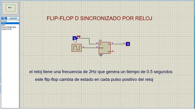 FLIP-FLOP D SINCRONIZADO POR RELOJ/PROTEUS смотреть онлайн