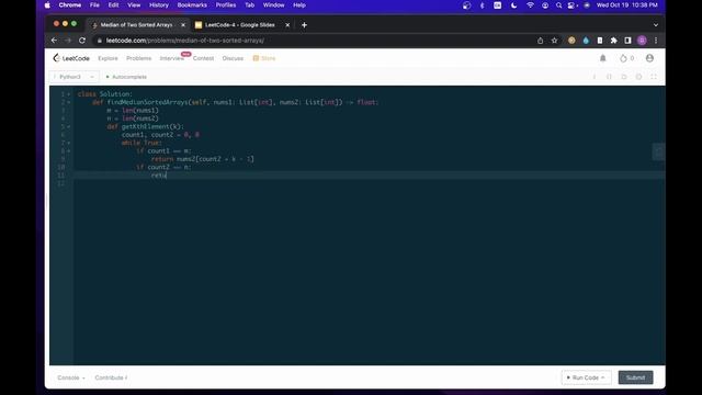 LeetCode 4- Median of Two Sorted Arrays - Python Solution - kth minimal element смотреть онлайн