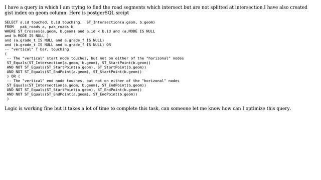 Databases: Finding road segements which are not split at intersection.(Query Optimization ) смотреть онлайн