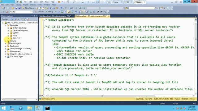 TempDB Database in SQL SERVER смотреть онлайн