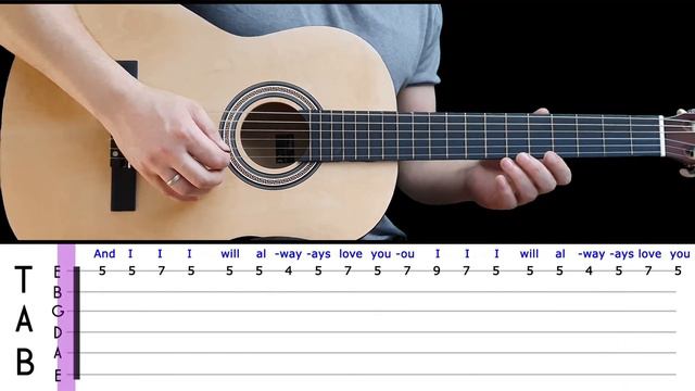 I WILL ALWAYS LOVE YOU | Easy Guitar Melody Lesson For Beginners (with Tabs) - Dolly Parton
